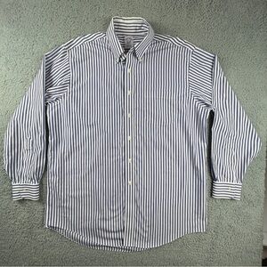 Brooks Brothers Button Down Shirt Mens Sz 16.5 -34 Periwinkle Blue Stripes